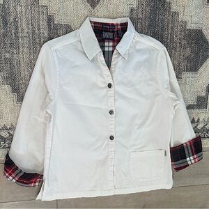 Vintage 90s Women’s Button Down Shacket White Plaid SIZE medium